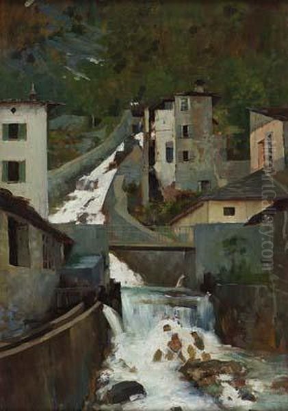 Fiume Latte - Lago Di Como Oil Painting by Giovanni Battista Carpanetto