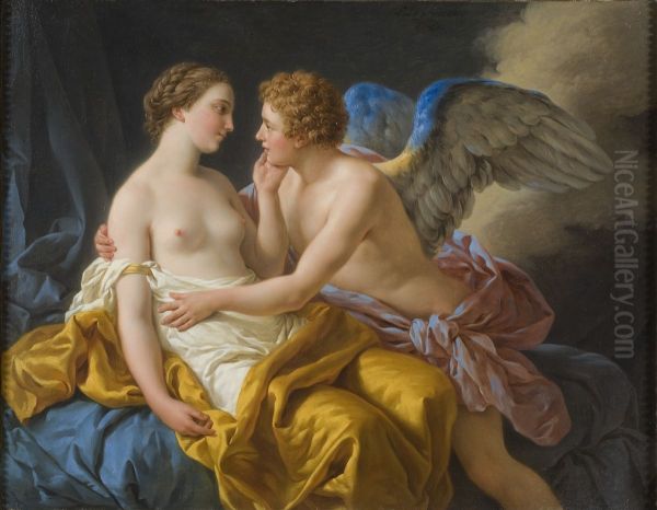 Cupid and Psyche Oil Painting by Louis-Jean-Francois Lagrenee