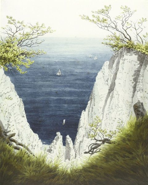 Chalk Cliffs at Ruegen Oil Painting by Caspar David Friedrich