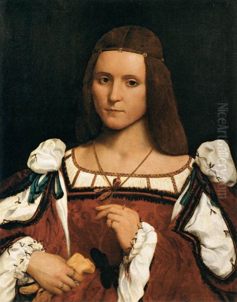 Portrait de femme, dit autrefois Portrait d'Isabelle d'Este.[1] Oil Painting by Giovanni Francesco Caroto