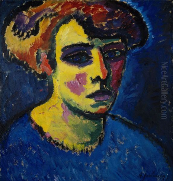 Frauenkopf Oil Painting by Alexej von Jawlensky