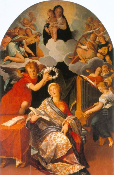 Santa Cecilia Oil Painting by Andres de la Concha