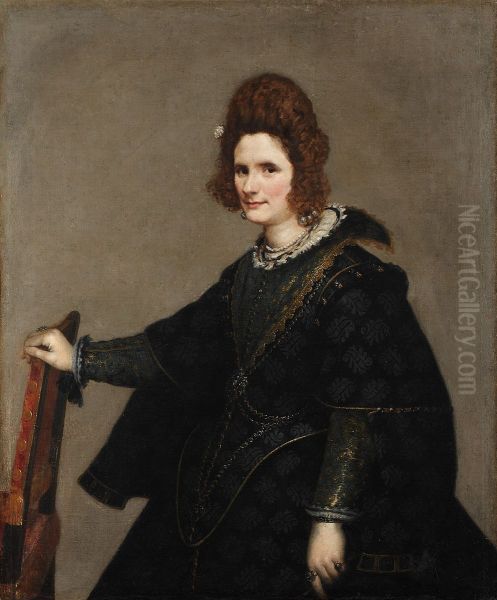 Portrait of a Lady (probably Condesa de Monterey) Oil Painting by Diego Velazquez