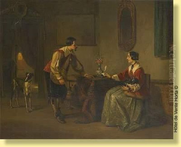 La Preparation Du Billet Doux Oil Painting by Henri Jos. Gommarus Carpentero