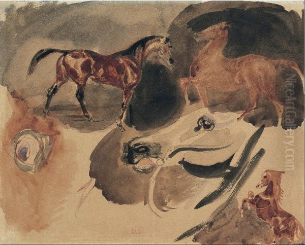 Study of Horses Oil Painting by Eugene Delacroix