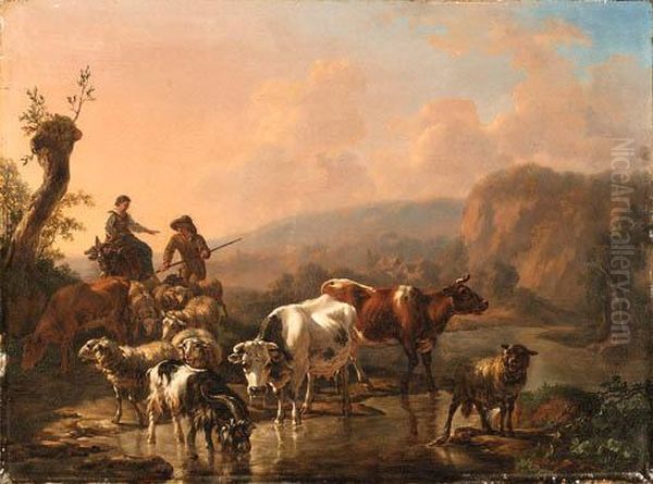 Tending To The Animals Oil Painting by Jean Charles Carpentero