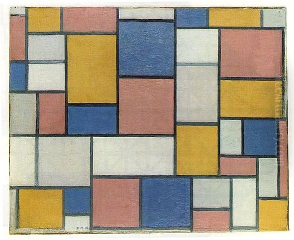 Composition with color planes and gray lines 1 Oil Painting by Piet Mondrian