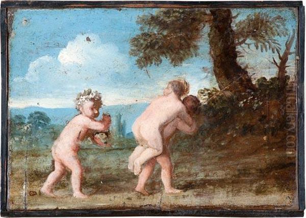 Paesaggio Con Putti Oil Painting by Giulio Carpione