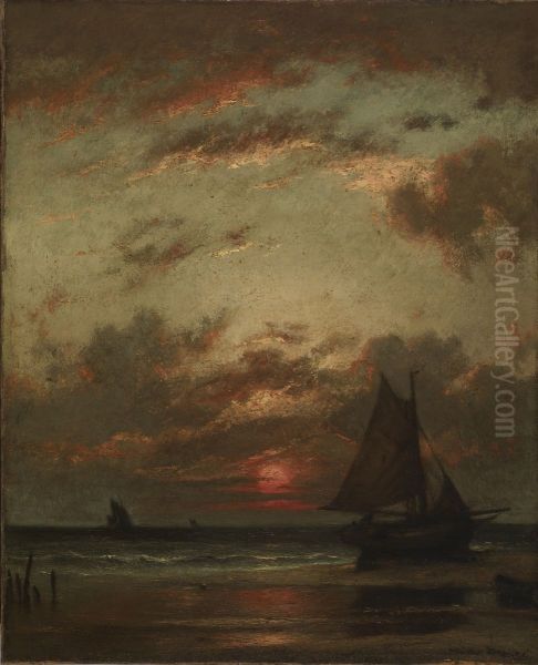 Sunset on the Coast Oil Painting by Jules Dupre