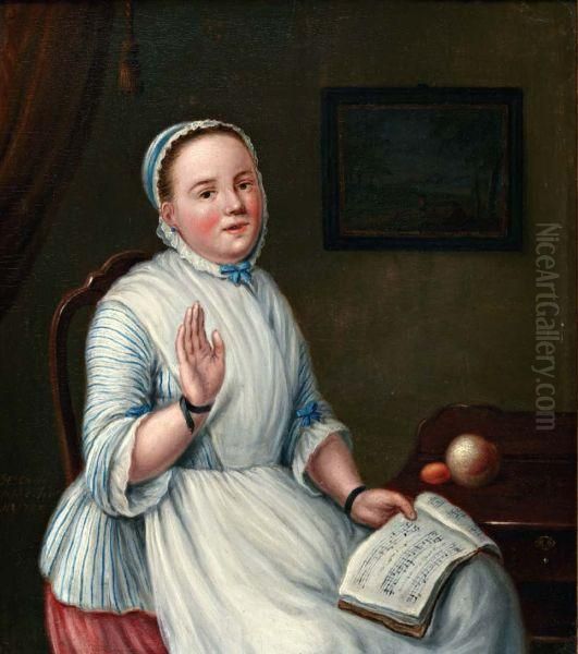 Jonge Vrouw Met Zangboek Oil Painting by Hendrik Carr