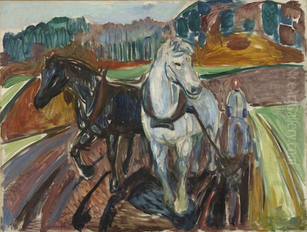 Autumn Ploughing Oil Painting by Edvard Munch