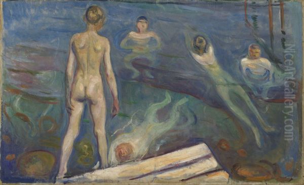 Bathing Boys Oil Painting by Edvard Munch