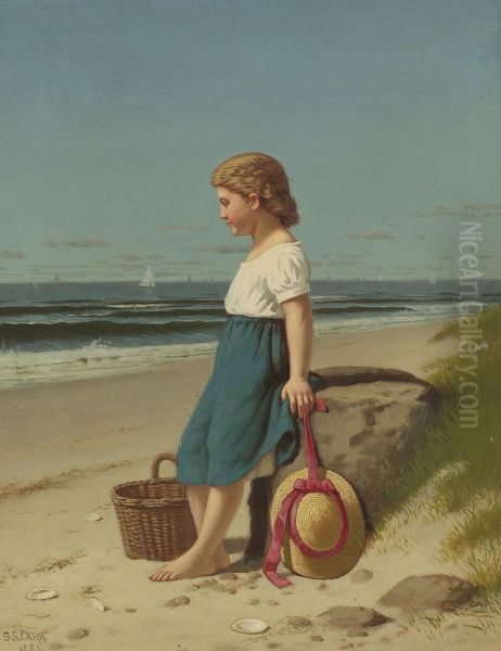 Young Girl At The Seashore Oil Painting by Samuel S. Carr