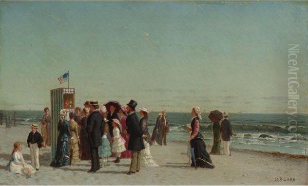 Punch And Judy Show On The Beach Oil Painting by Samuel S. Carr