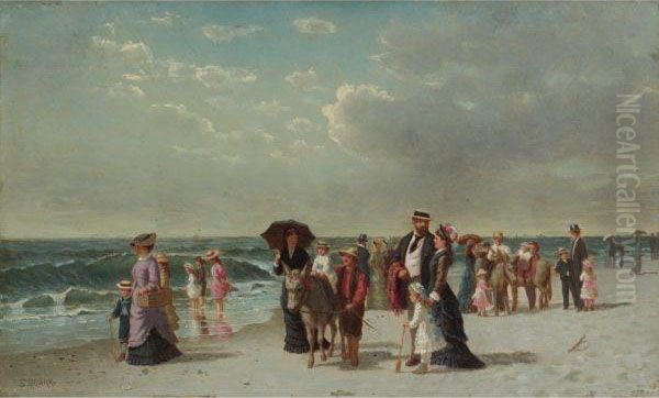 Donkey Rides On The Beach Oil Painting by Samuel S. Carr