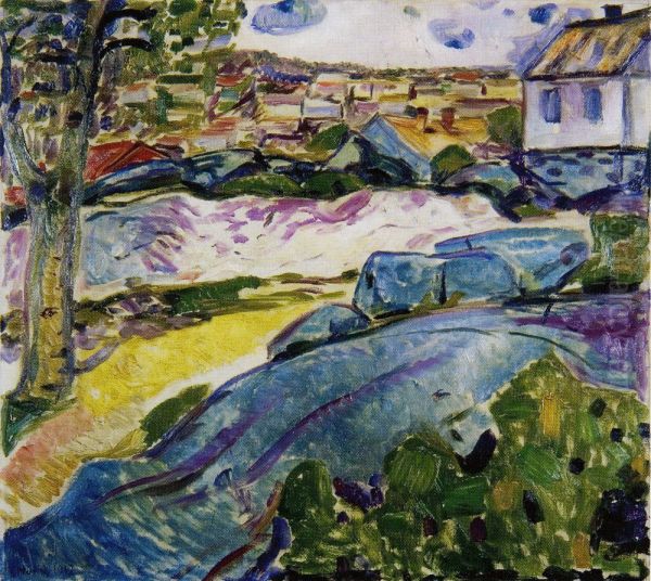 House in Kragero Oil Painting by Edvard Munch