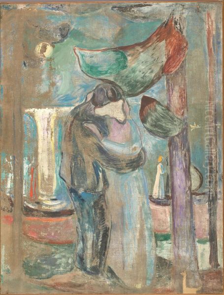 Kiss on the Beach Oil Painting by Edvard Munch