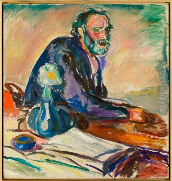 Man with Bronchitis Oil Painting by Edvard Munch