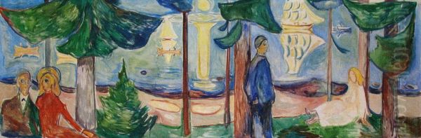 Men and Women on the Beach (The Freia Frieze II) Oil Painting by Edvard Munch