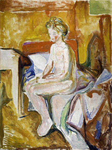 Girl at the Bedside Oil Painting by Edvard Munch