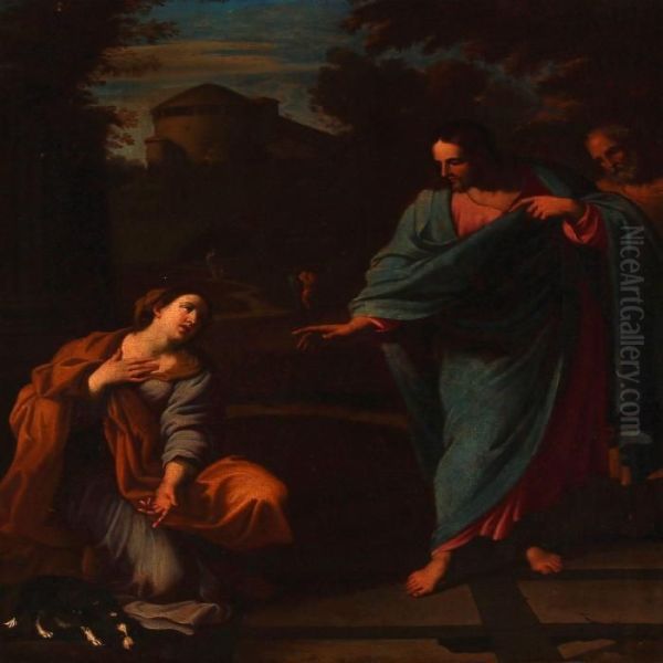 The Canaanite Woman Kneeling Before Christ Asking For Help To Heal Her Daughter Oil Painting by Annibale Carracci