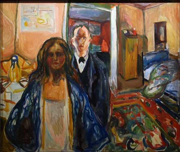 Kunstneren og hans modell Oil Painting by Edvard Munch