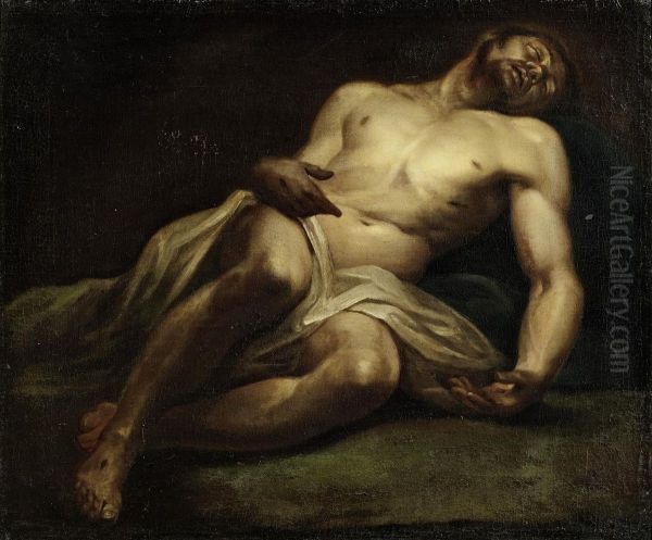 Reclining Christ Oil Painting by Lodovico Carracci