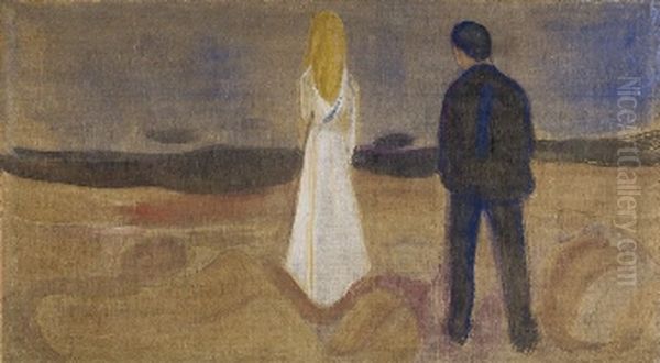 Two Human Beings. The Lonely ones (The Reinhardt Frieze) Oil Painting by Edvard Munch