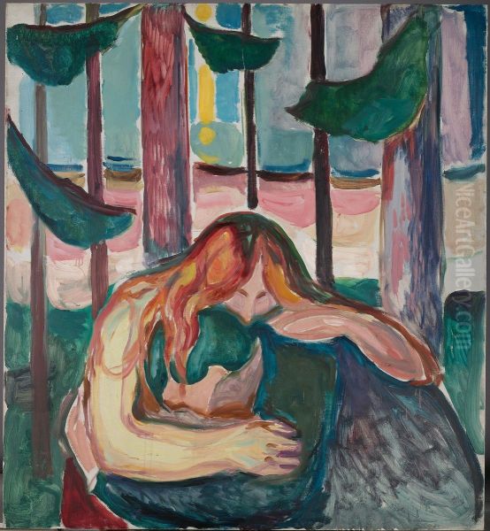 Vampire in the Forest Oil Painting by Edvard Munch