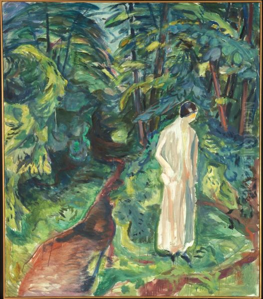 Woman in the Garden Oil Painting by Edvard Munch