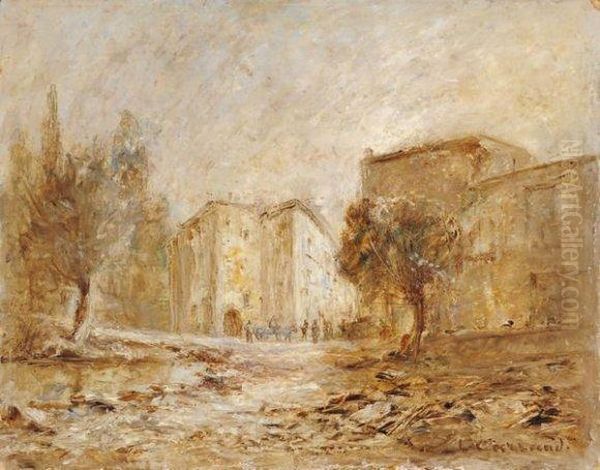 Le Vieux Quartier Des Brotteaux Oil Painting by Louis Hilaire Carrand