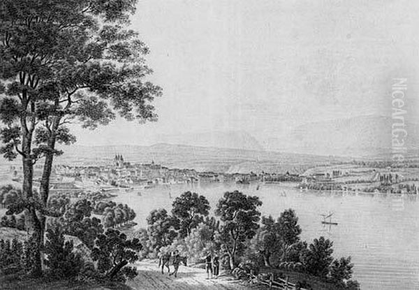 Vue De Geneve Depuis Cologni Oil Painting by Louis Samuel Carrard