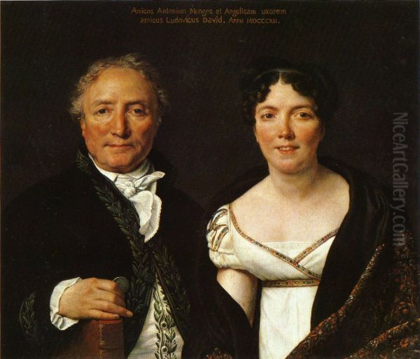 Monsieur et Madame Mongez. Antoine Mongez (1747-1835), archeologue, membre de l'Academie des Inscriptions et Belles-Lettres, administrateur des Monnaies, et sa femme, nee Angelique Levol( 1775-1855), peintre. Oil Painting by Jacques-Louis David