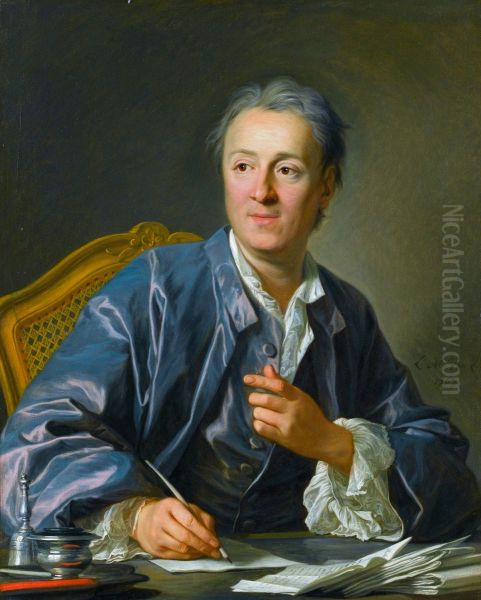 Portrait of Denis Diderot (1713-1784) Oil Painting by Louis-Michel Van Loo