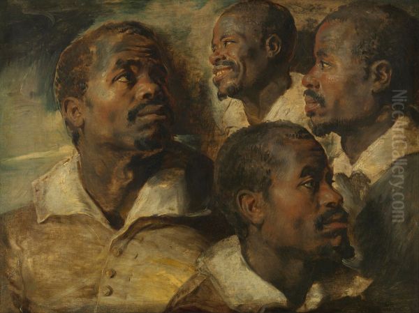 Four Studies of a Head of a Moor Oil Painting by Peter Paul Rubens