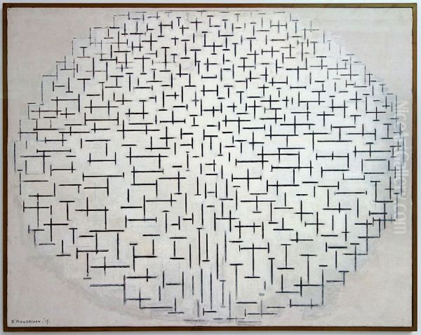 Compositie 10 in zwart wit Oil Painting by Piet Mondrian