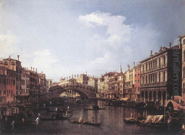 The Rialto Bridge from the South Oil Painting by Canaletto