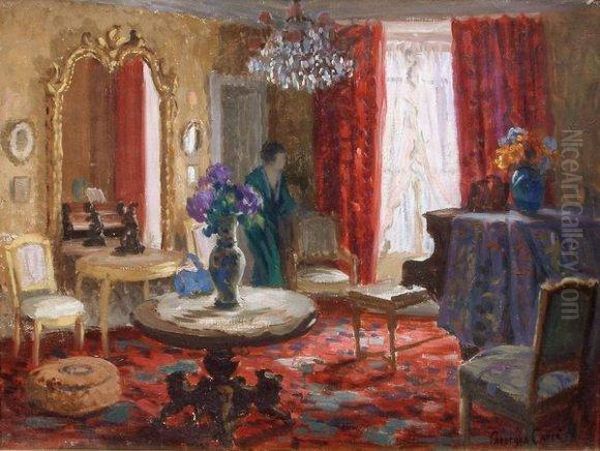 Scene D'interieur Oil Painting by Georges Henri Carre