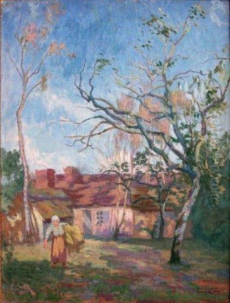 Paysanne Pres De La Ferme Oil Painting by Georges Henri Carre