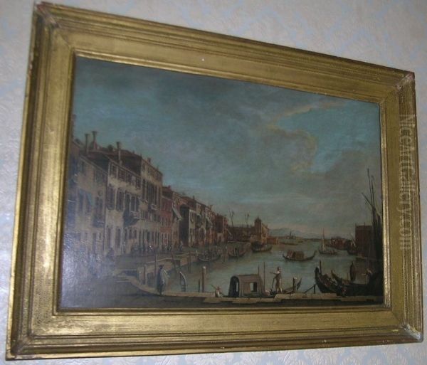 The Canale di S Chiara towards the Lagoon Oil Painting by Canaletto