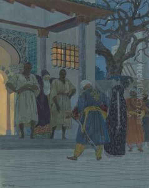 And The Kadi Himself Appeared At The Doorway Oil Painting by Leon Carre