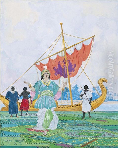 The Princess Walked Away From The Dahabieh Oil Painting by Leon Carre