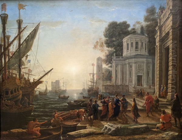 Cleopatra Disembarking at Tarsus Oil Painting by Claude Lorrain