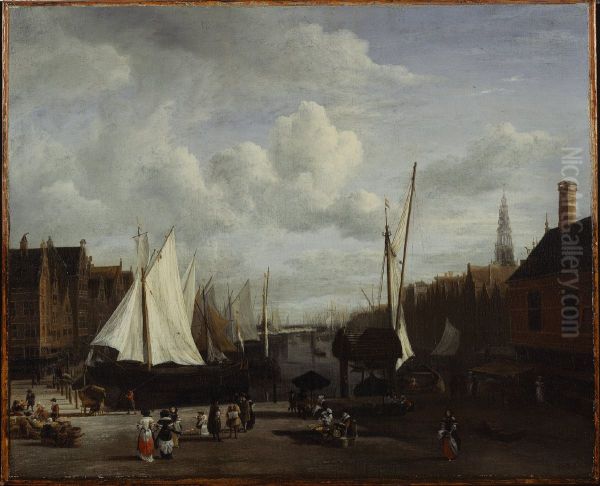 Quay at Amsterdam Oil Painting by Jacob Van Ruisdael