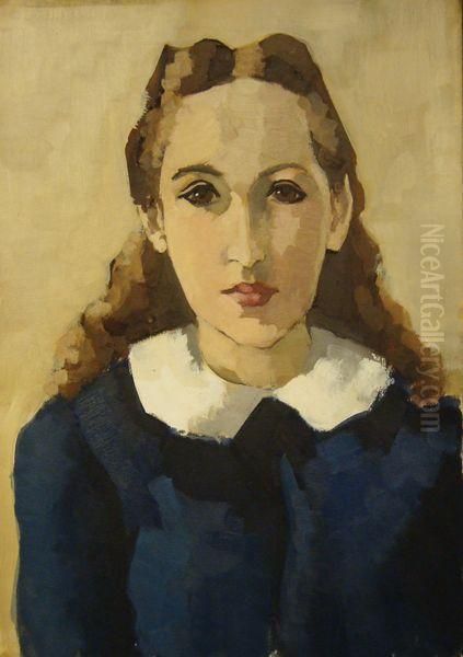 Sans Titre [portrait De Jeune Femme] Oil Painting by Georges Carrey