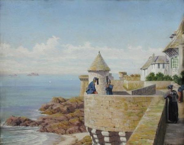 On The Ramparts At St Malo Oil Painting by John Mulcaster Carrick