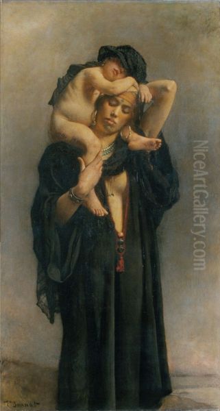 Une paysanne egyptienne et son enfant Oil Painting by Leon Bonnat