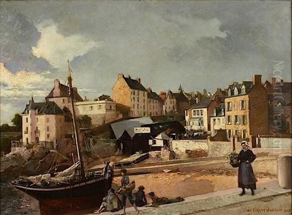 Debarcadere Sur La Cote D'emeraude, Bretagne Oil Painting by Pierre Carrier-Belleuse