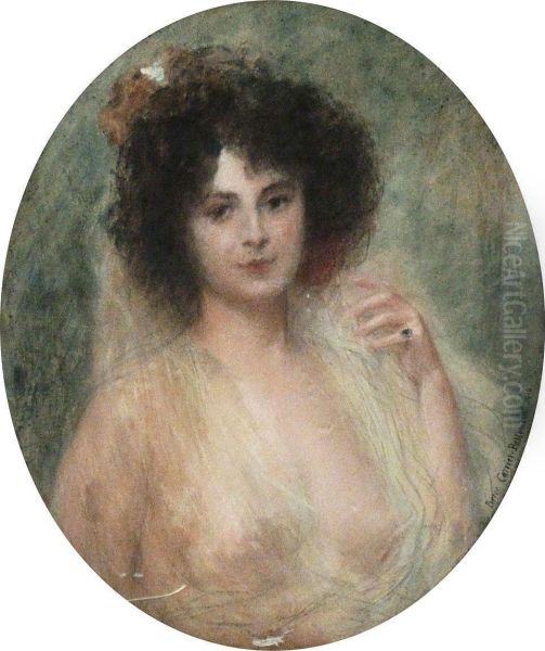 Portrait De Femme Oil Painting by Pierre Carrier-Belleuse