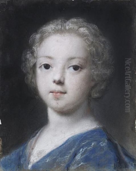 Portrait Of A Young Child, Bust-length, Inblue Costume Oil Painting by Rosalba Carriera